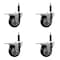 Service Caster 3.5'' SS Black Poly Swivel 3/4'' Expanding Stem Caster Set Total Lock Brake, 4PK SCC-SSEXTTL20S3514-PPUB-BLK-34-4 - alternate 1
